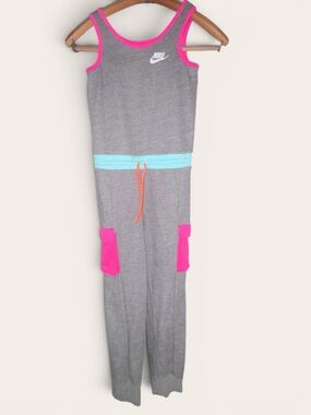 Nike Girls Sportswear Cargo
Jumpsuit - Grey Pink Teal Colorblock Sz L or 6X
